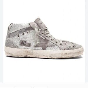 Golden goose mid star silver glitter metallic sneaker shoes 38